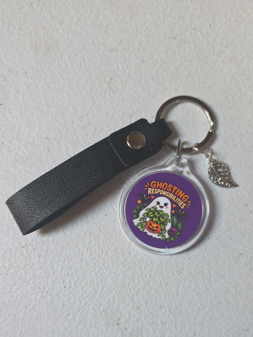 Ghosting Responsibilities Halloween Keychain with Removable Strap
